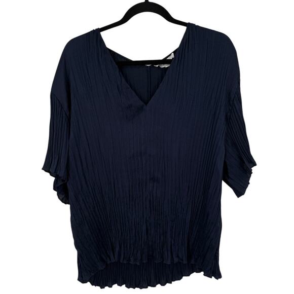 Vince ruffled flutter sleeve crushed satin top blouse size Large L - Picture 2 of 7